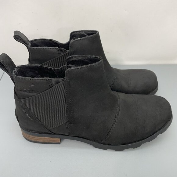 SOREL Emelie Chelsea Waterproof Ankle Boots Booties Leather Black Womens 8.5 - Picture 2 of 13